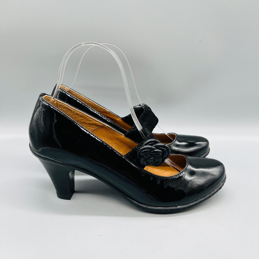 Eurosoft by Sofft Shoes Womens 8 Black Patent Leather Cate Mary Jane Heel Pumps